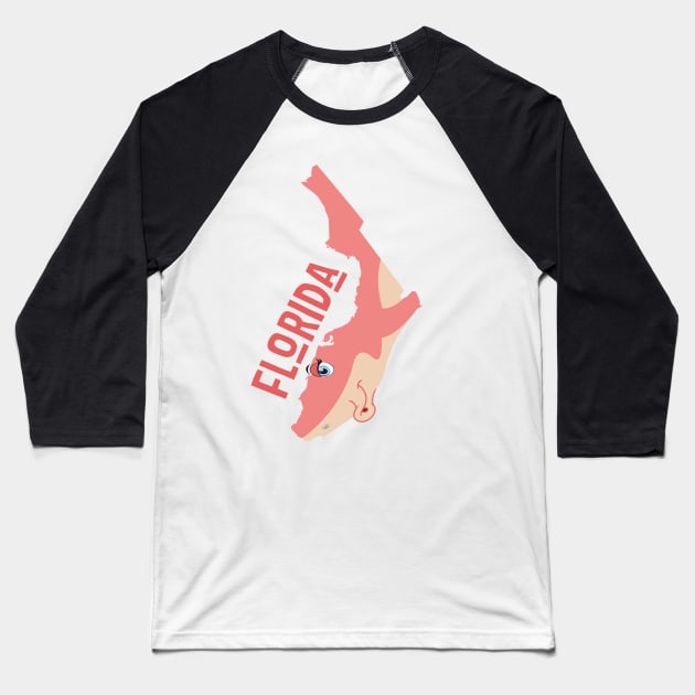 Florida (a funny map) Baseball T-Shirt by percivalrussell
